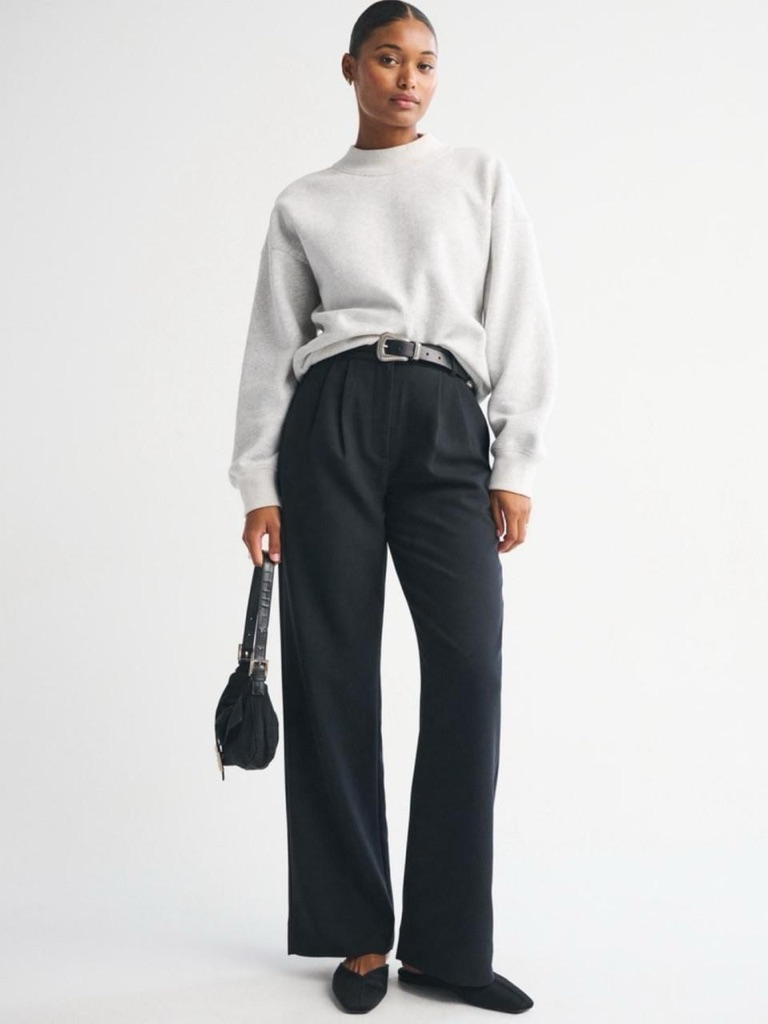 Abercrombie & Fitch Black High-Waist Wide-Leg Trousers